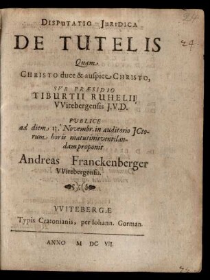 Disputatio Iuridica De Tutelis
