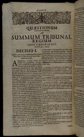 Quæstionum Super causis [...] Anno 1655.