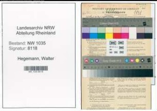 Entnazifizierung Walter Hegemann , geb. 14.11.1895 (Kaufmaennischer Angestellter)
