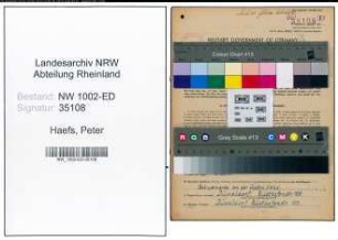 Entnazifizierung Peter Haefs, geb. 30.01.1890 (Studienrat)
