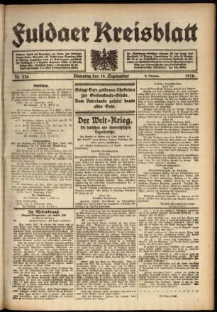 Ausgabe vom Dienstag, den 19. September 1916.