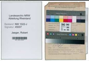 Entnazifizierung Robert Jaeger , geb. 23.12.1911 (Bahnbeamter)