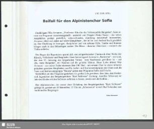 Beifall für den Alpinistenchor Sofia