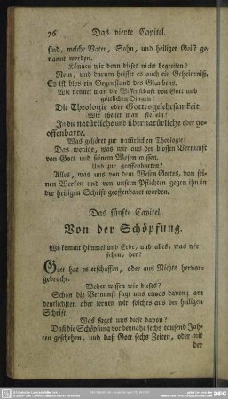 Das fünfte Capitel. Von der Schöpfung