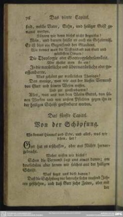 Das fünfte Capitel. Von der Schöpfung