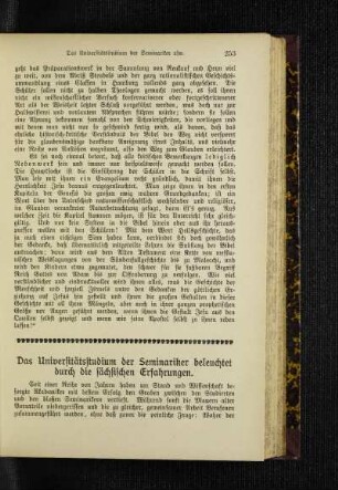 ¬Das¬ Universitätsstudium der Seminariker beleuchtet durch die sächsichen Erfahrungen