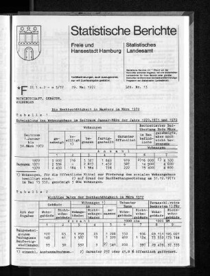 Die Hochbautätigkeit in Hamburg im März 1972 : Lfd. Nr. 13