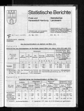 Die Hochbautätigkeit in Hamburg im März 1972 : Lfd. Nr. 13