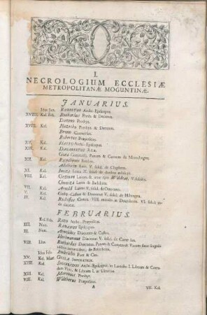 I. Necrologium Ecclesiæ Metropolitanæ Moguntinæ.