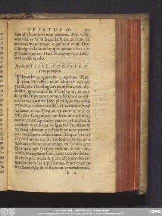 [IX.] Dionysius Pontifex Tito pontifici.
