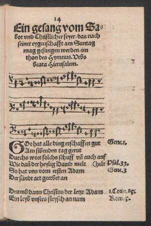 Ein gesang vom Sabot und Christlicher feyer ...