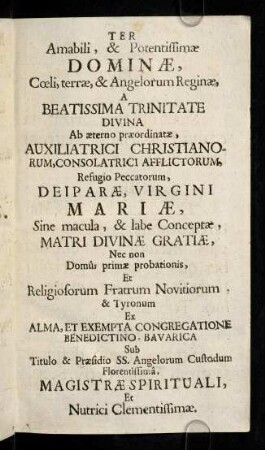 2r-2v, Ter Amabili & Potentissimae Dominae ...; Motiva