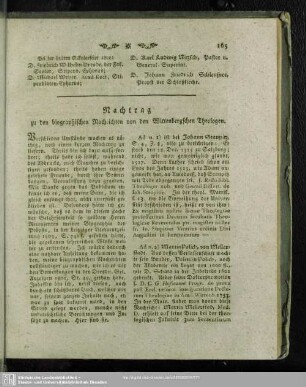Nachtrag zu den biographischen Nachrichten von den Wittenbergischen Theologen
