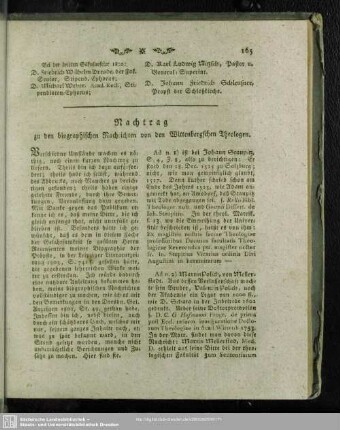 Nachtrag zu den biographischen Nachrichten von den Wittenbergischen Theologen