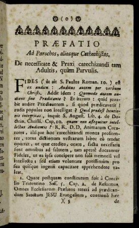 Præfatio Ad Parochos, aliosque Cathechistas.