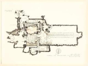 Hakeburg (Wohnsitz des Reichspostministers), Kleinmachnow: Umgestaltung des Parkes: Lageplan mit Gartenplan 1:200