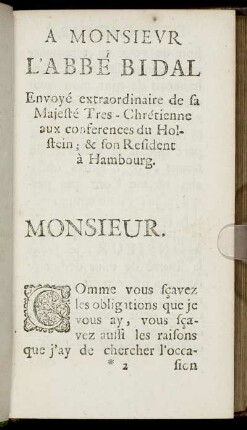 A Monsieur L' Abbe Bidal