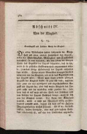 Abschnitt IV. Von der Klugheit.