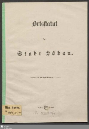 Ortsstatut der Stadt Löbau