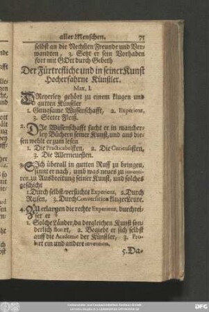 Der Fürtrefliche und in seiner Kunst Hocherfahrne Künstler.
