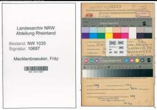 Entnazifizierung Fritz Mecklenbraeuker , geb. 22.09.1901 (Bergmann)