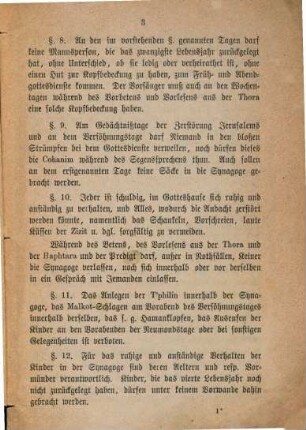 Synagogen-Ordnung für die israelitischen Cult-Gemeinden in Mittelfranken im Königreich Bayern