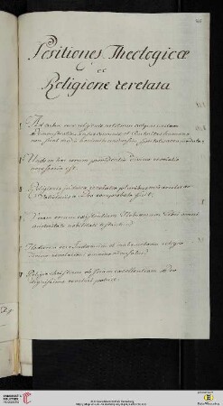Thesensammlung: Positiones Theologicæ de Religione revelata