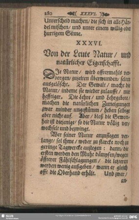 XXXVI. Von der Leute Natur, und natürlicher Eigenschafft
