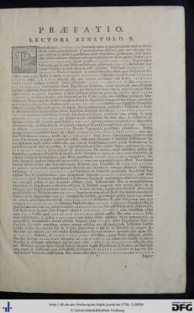 Praefatio Lectori Benevolo S.
