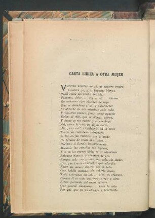 Carta lírica a otra mujer