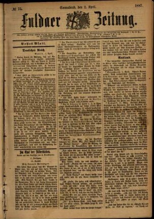 Ausgabe vom Samstag, den 02. April 1887.