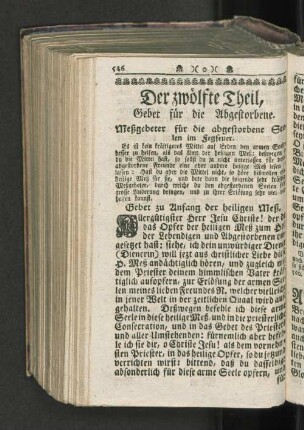 Der zwölfte Theil, Gebet für die Abgestorbene.