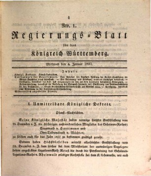 Regierungsblatt für das Königreich Württemberg. 1837, 1837