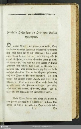 Henriette Hohenstam an Otto und Gustav Hohenstam