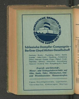Schlesische Dampfer-Compagnie-Berliner Lloyd Aktien-Gesellschaft (...)