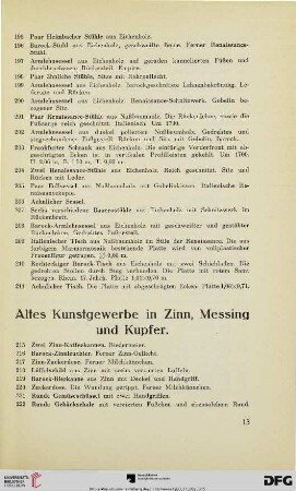 Altes Kunstgewerbe in Zinn, Messing du Kupfer (Nr. 215-297)