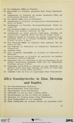 Altes Kunstgewerbe in Zinn, Messing du Kupfer (Nr. 215-297)