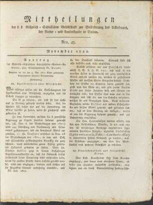 Mittheilungen. Nro. 47. November 1822.
