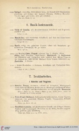 T. Textilarbeiten (Nr. 1112 - 1393)