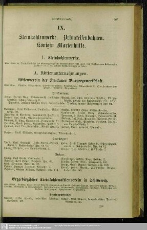 IX. Steinkohlenwerke. Privateisenbahnen. Königin Marienhütte
