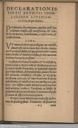 Declarationis Tertii Articuli Theologorum Lovaniensium