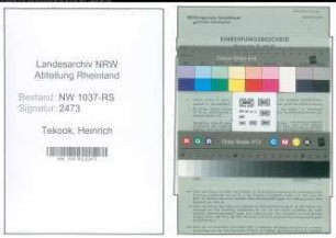 Entnazifizierung Heinrich Tekook , geb. 27.02.1888 (Postsekretaer)