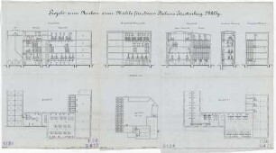 Technische Zeichnung : Projekt zum Neubau einer Mühle für Herrn Behrns, Fürstenberg, Mecklenburg
