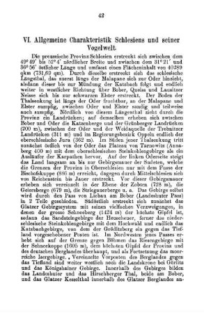 VI. Allgemeine Charakteristik Schlesiens und seiner Vogelwelt.