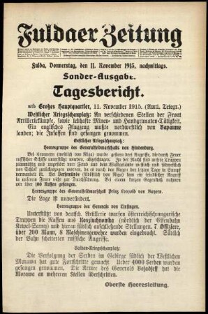 Ausgabe vom Donnerstag, den 11. November 1915.