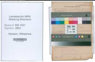 Entnazifizierung Wilhelmine Hamann , geb. 04.03.1879 ()
