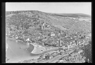 Blick aus Richtung "Blindenheimkurve" auf Altstadt, Mainspitze, Bahnhofsgelände,Tauberhafen und Burg