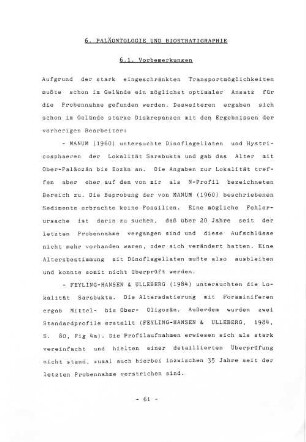 6. Paläontologie und Biostratigraphie.