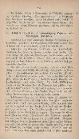 III. Aeußere Cultur. Straßenreinigung, Schweine- und Hundezucht. Badstuben