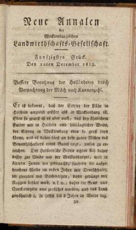Funfzigstes Stück. Den 12ten December 1815.